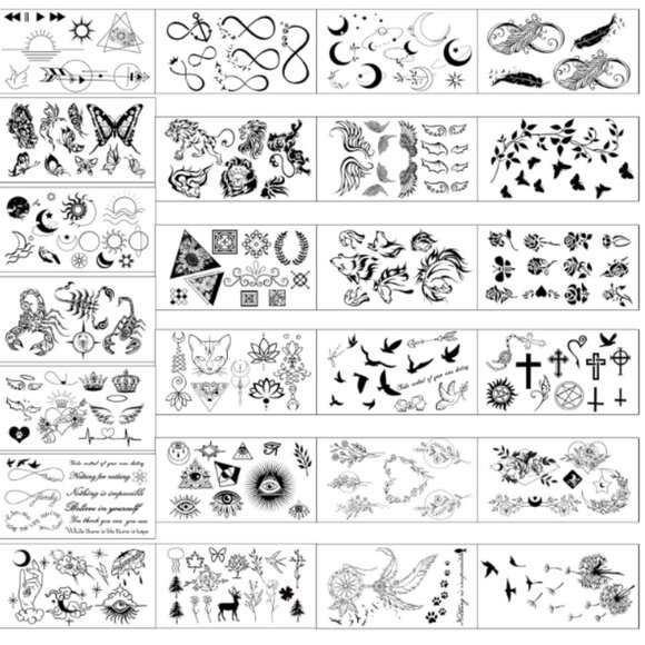Temporary Tattoos Small Body Art Waterproof Stickers Black Party Favors Costumes - Picture 4 of 10